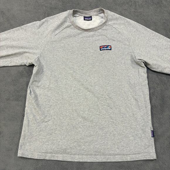 Patagonia Board Label Light Gray Outdoor Long Sleeve Sweatshirt Mens Size Medium - Picture 3 of 10